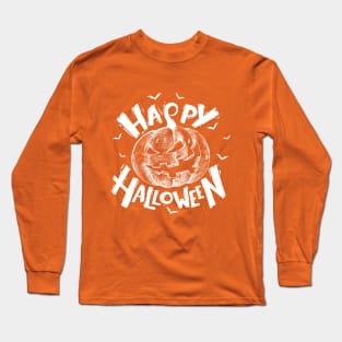 Halloween Scary Evil Pumpkin Funny Pumpkin Head Long Sleeve T-Shirt